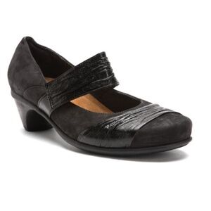 NAOT Attitude Mary Jane Black Suede Leather Shoes Block Heel 38/7-7.5 Classic